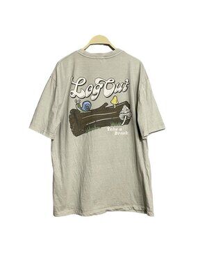 Ardene Mushroom Log Out Tshirt Men Size L Summer Break Vacation School Graphic